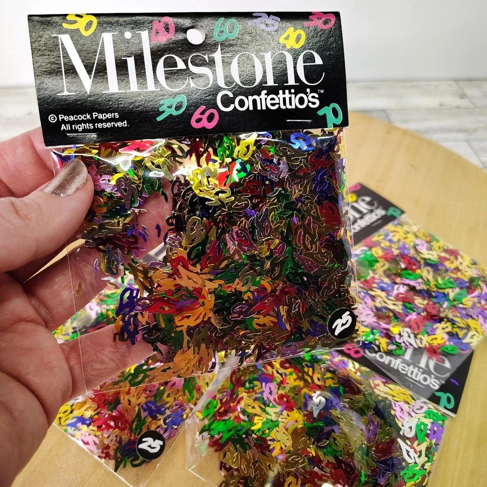 Year 25 Confetti (4‎ pkgs) Milestone Confettios Party Decorations Table Scatter